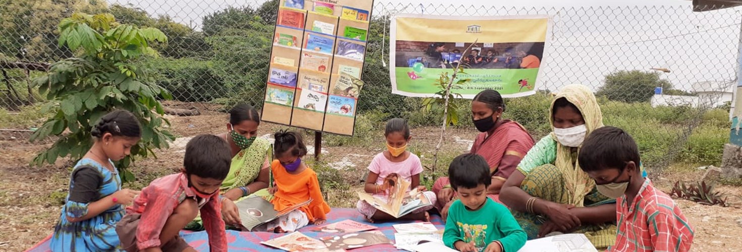 Mothers reading with children