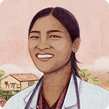 Illustrated portrait of Nepalese young woman from She Creates Change